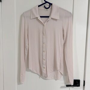 Wilfred light pink collared button up jersey shirt